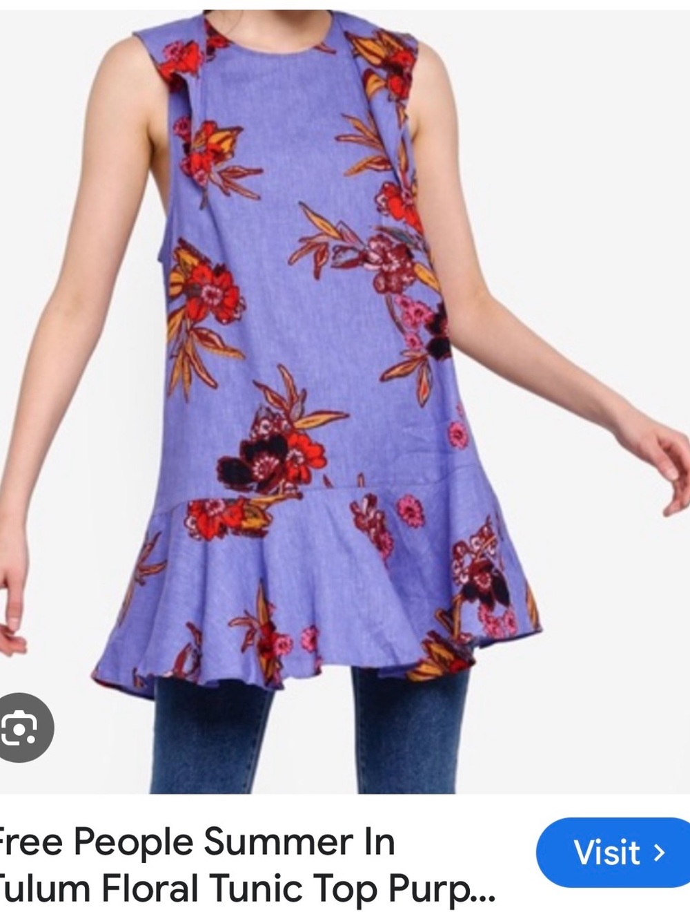 Free People Girls' Purple Floral Sleeveless Tunic Dress